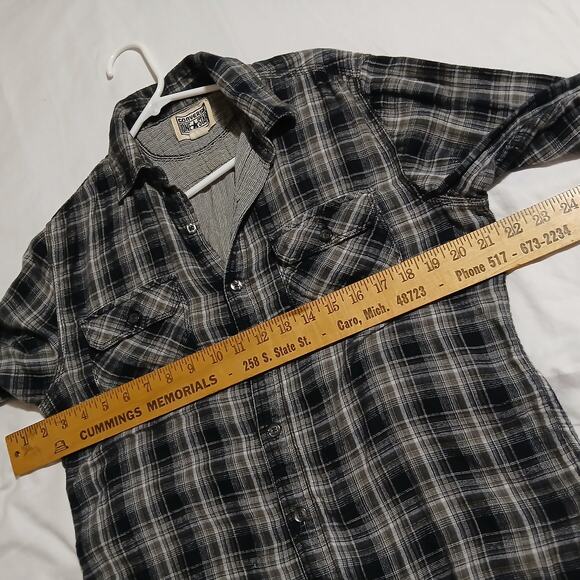 Converse ONE STAR  Men's Small double-layer Cotton Black Plaid Button-Up shirt - Picture 11 of 16